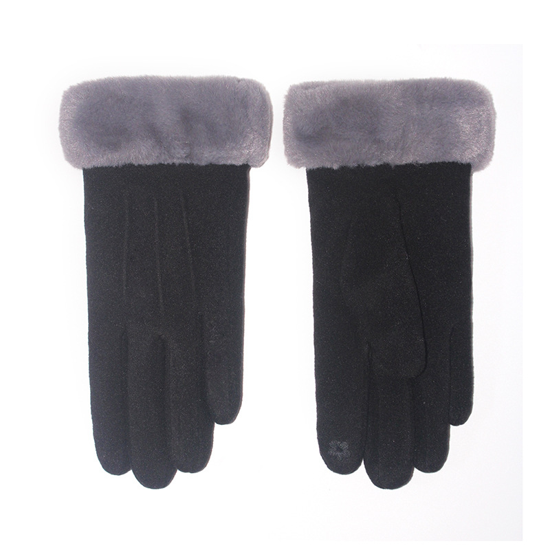 Picture of Winter warm gloves ladies fleece-lined thickened cold-proof touch screen riding hair ladies fashion cycling gloves wholesale