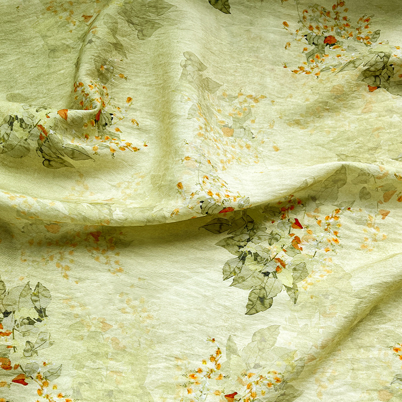 Picture of Heart-Shaped Leaf Jacquard Cotton Fabric New Chinese Style Digital Print Ethnic Style Cheongsam Dress Top Hanfu Fabric