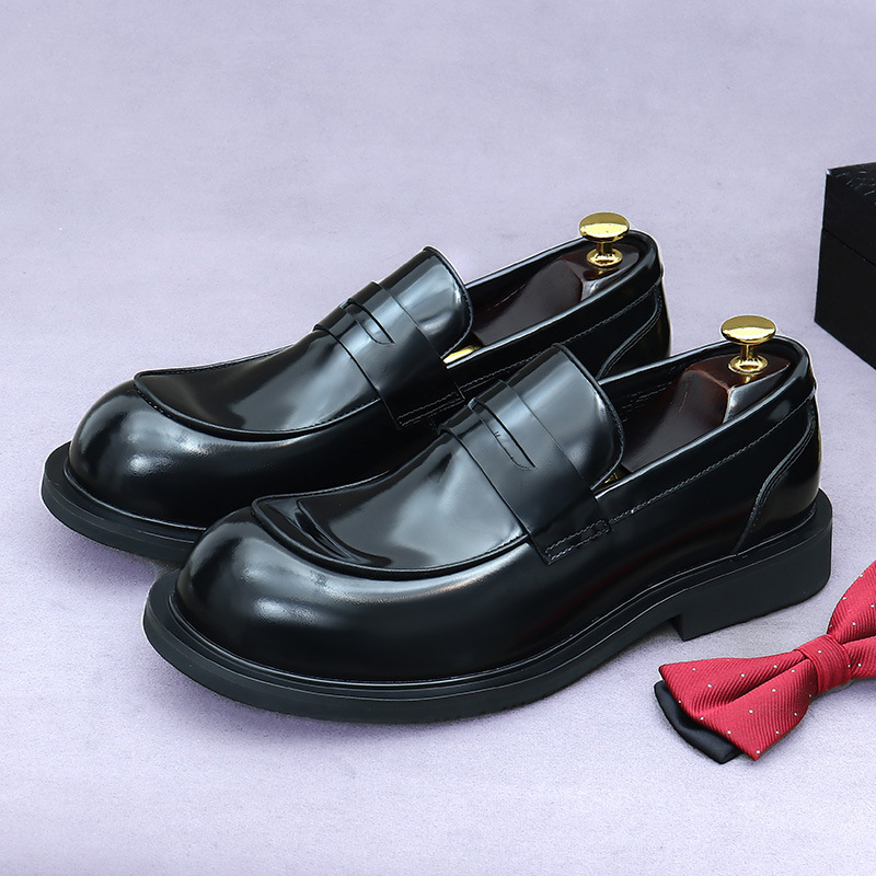 [Big Promotion] Men's Big Leather Shoes Men's Business Formal Cowhide Genuine Leather Lacquer British Bright Leather Suit Shoes for Men