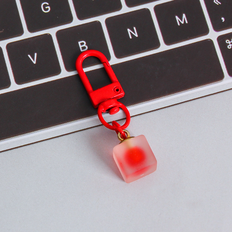 Picture of ins style AB color love beads keychain pendant diamond-shaped cut hanging hole door buckle girl's heart bag bag hanging jewelry