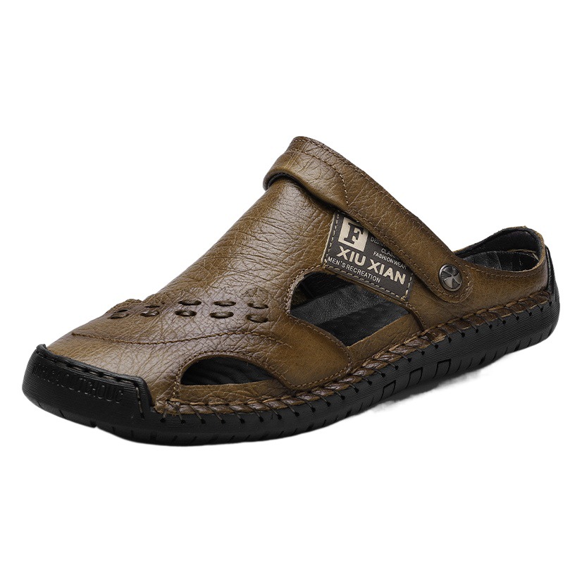Summer Foreign Trade Cross-border Sandals Men's Genuine Leather Outdoor Beach Shoes Casual plus size Men's Shoes Baotou Dual-purpose Sandals