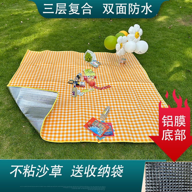 Picnic mat outdoor supplies thickened color film camping lawn mat double-sided waterproof moisture-proof folding portable spring outing in stock