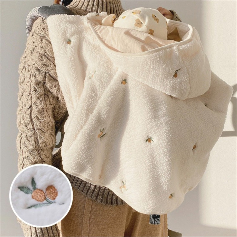 INS New Children's Hooded Cloak Coral Fleece Embroidered Cloak Cloak Baby's Outgoing Windproof Warm Shawl