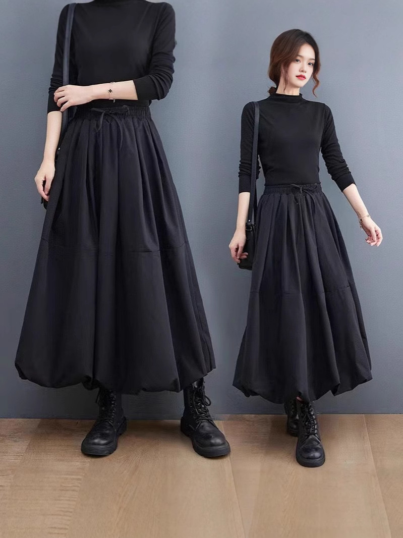 Cross-border Spring and Autumn New Women's plus size Skirt 100.00kg Loose A- line Skirt High Waist Elasto Long Skirt