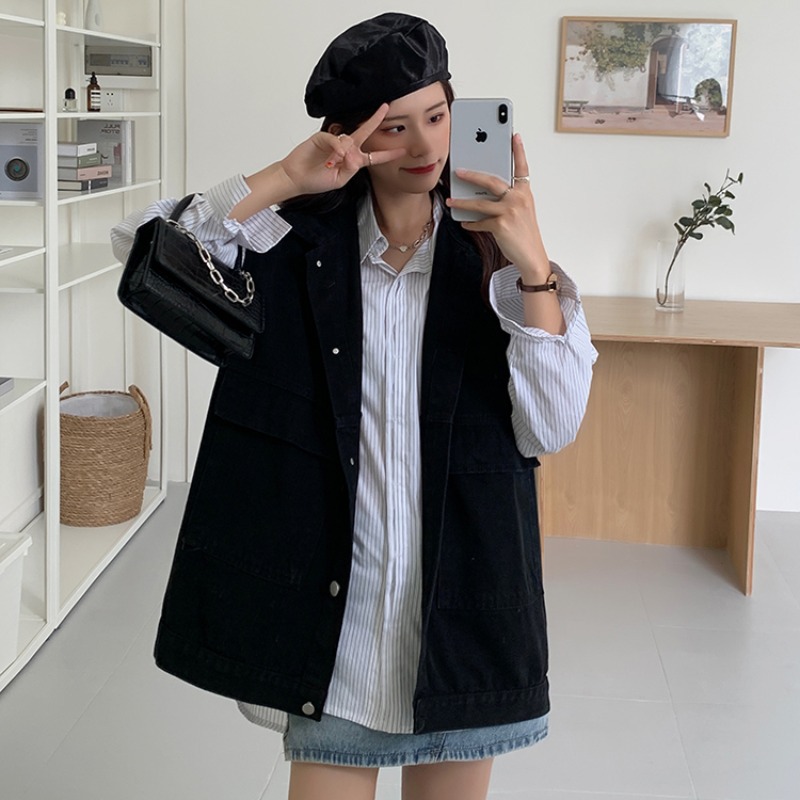 Picture of New Slimming Denim Vest Women's Clothing Loose Early Autumn Korean Retro Sleeveless Top Student Fried Street Short Jacket