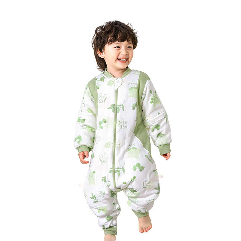 Picture of Cotton Children's Bamboo Fiber Split-leg Sleeping Bag Autumn Thickened Baby Constant Temperature Bamboo Cotton Gauze Baby Antibacterial Pajamas Class A