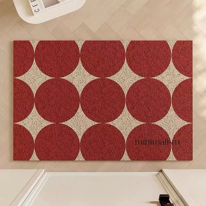 Home floor mat door dirt-resistant can be cut silk ring red door mat porch door easy to take care of anti-slip mat manufacturers wholesale
