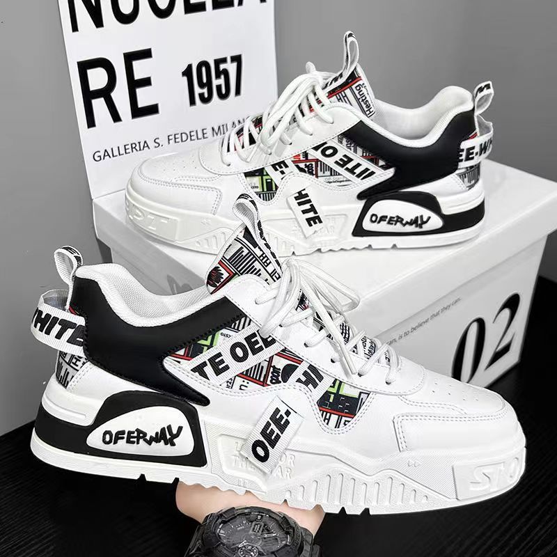 Men's Shoes Spring 2025 New Thick-Soled Heightening Youth Casual Sports Shoes Men's Trbottomyy Versatile Wear-Resistant Sneakers