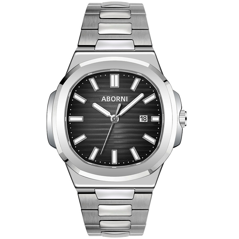 Picture of ABORNI brand new men's watch waterproof steel belt calendar quartz watch live foreign trade explosions a generation of hair