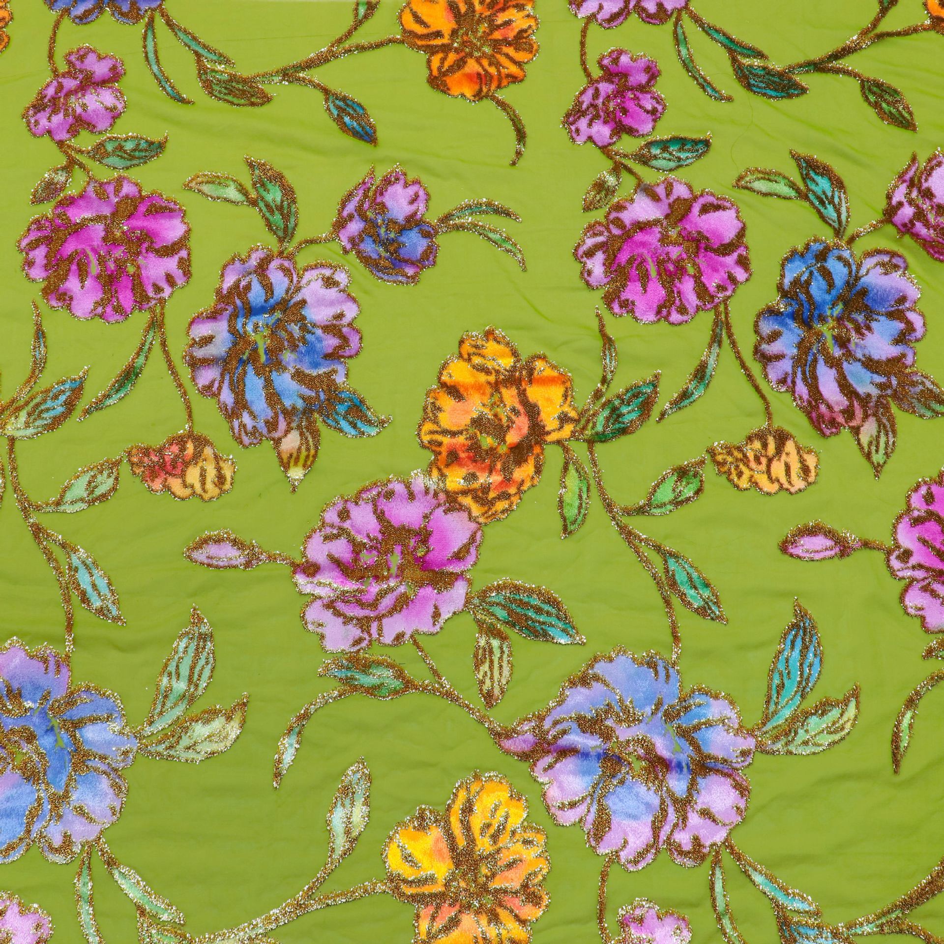Picture of Factory Wholesale Direct Sales Woven Velvet Jacquard Positioning Hand-Painted Fabric High-Definition Dress Dress Cheongsam Fabric