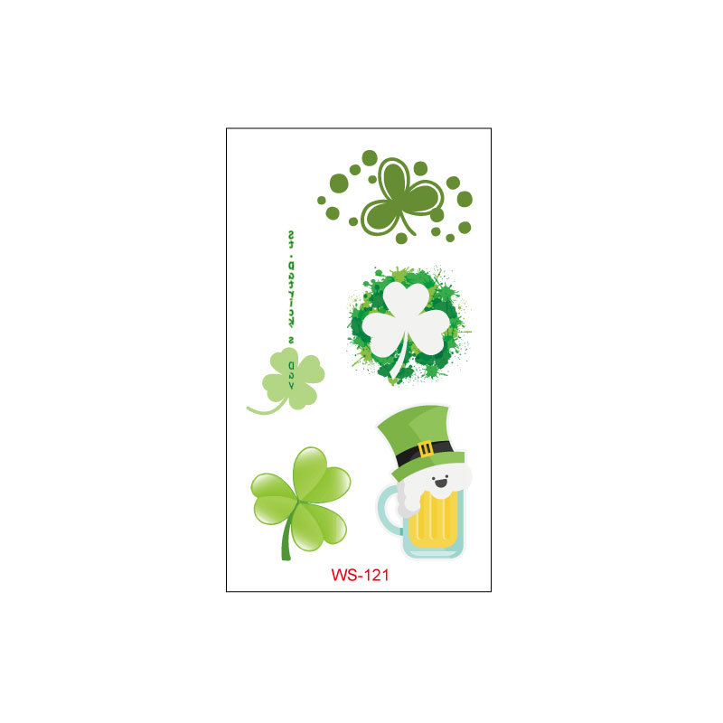 Picture of Cross-border Source Waterproof Sweat Green Hat Clover Face Irish Day Sticker St Patrick's Day Tattoo Sticker