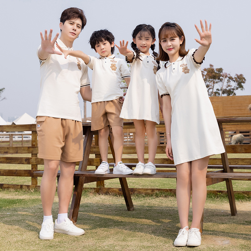 Picture of 2024 Summer Family Clothing New Polo Mother-Daughter Dress Family of Three and Four Short-Sleeved Suits Family Clothing