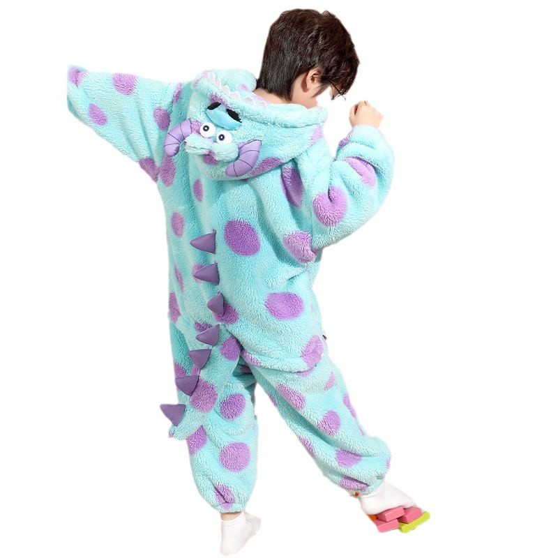 Picture of Funny Clothes Children's One-piece Pajamas Parent-child Clothes Boys Family of Three or Four Sullivan Winter fleece-lined One-piece Clothes