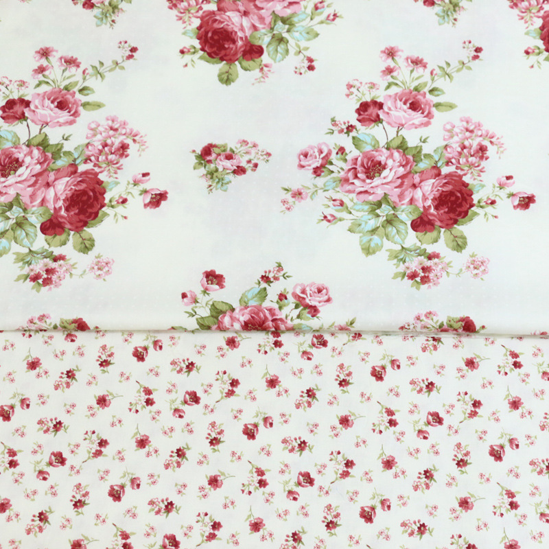 1.6 meters cotton twill peony small floral print cotton home clothing four-piece bedding curtain table fabric