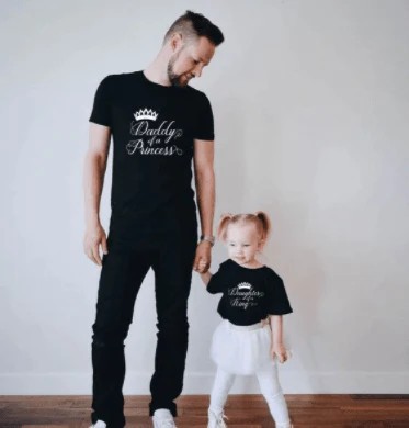 Picture of Europe and the United States hot-selling parents summer T-shirt manufacturers wholesale cross-border black round neck printed parents short sleeve cotton generation
