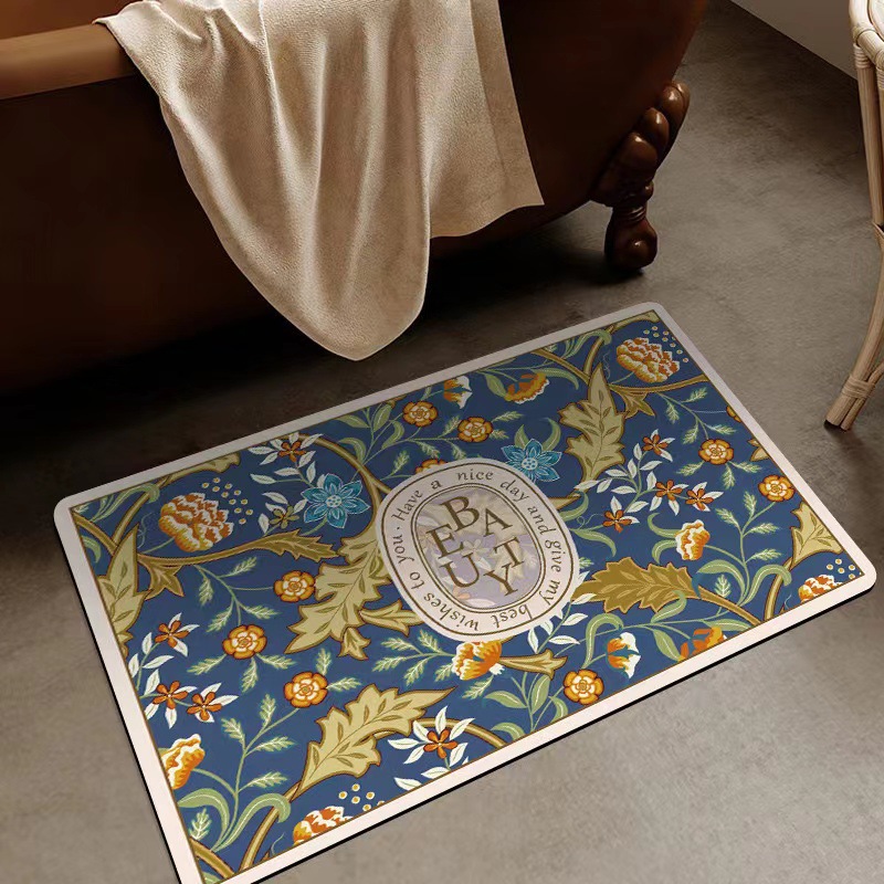 Picture of Diatom mud carpet vintage American floor mat bathroom door mat bedroom entrance mat bathroom kitchen entrance mat