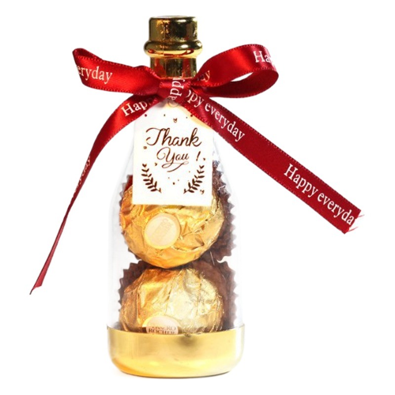 Picture of Creative transparent wine bottle champagne bottle candy box companion gift box new wedding candy box New