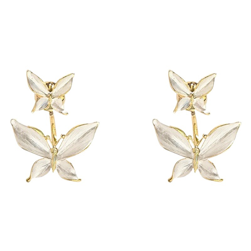 Niche Design Sense Small Butterfly Earrings Women's Two Elegant Ear Pin Earrings 2023 New Fashion