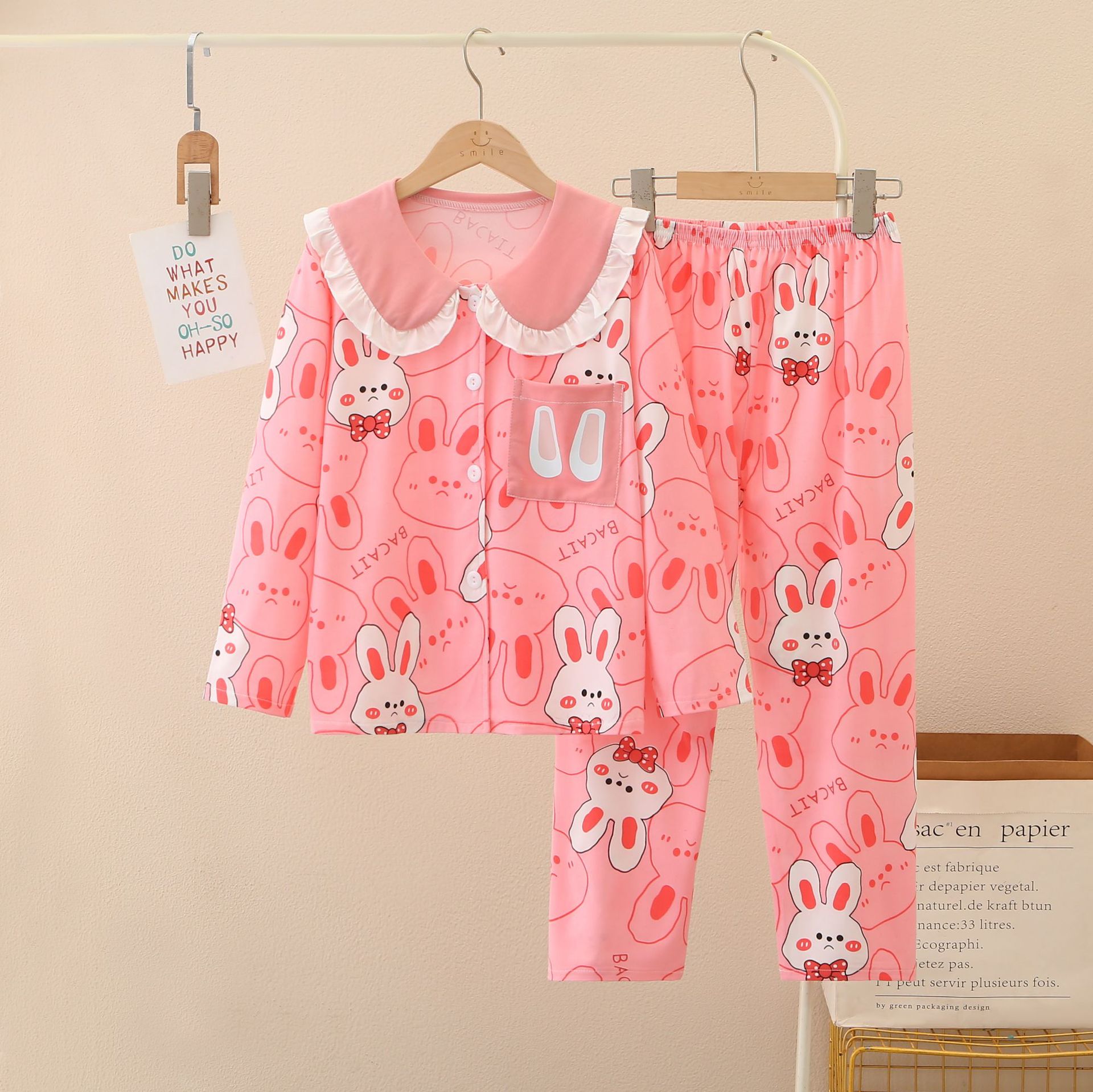 Picture of South Korea children's clothing spring and autumn children's home clothing suit summer long sleeve pajamas women's casual home clothing women's children's clothing wholesale