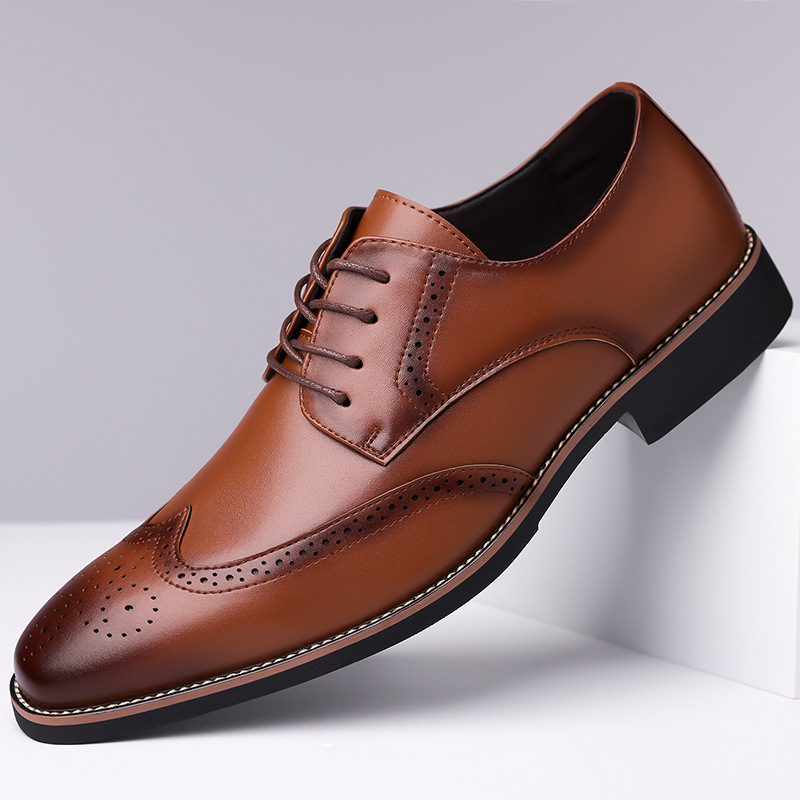 Cross-border 2024 Autumn Men's Business Dress Shoes Brock Carved British Lace-up plus size 48 Men's Shoes 9222