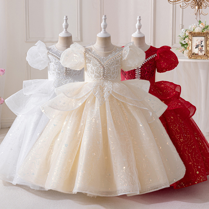Children's Dress, Flower Girl Dress, Accessible Luxury Niche Kidsren's Host Piano Performance Clothing, Girl's Birthday Princess Dress