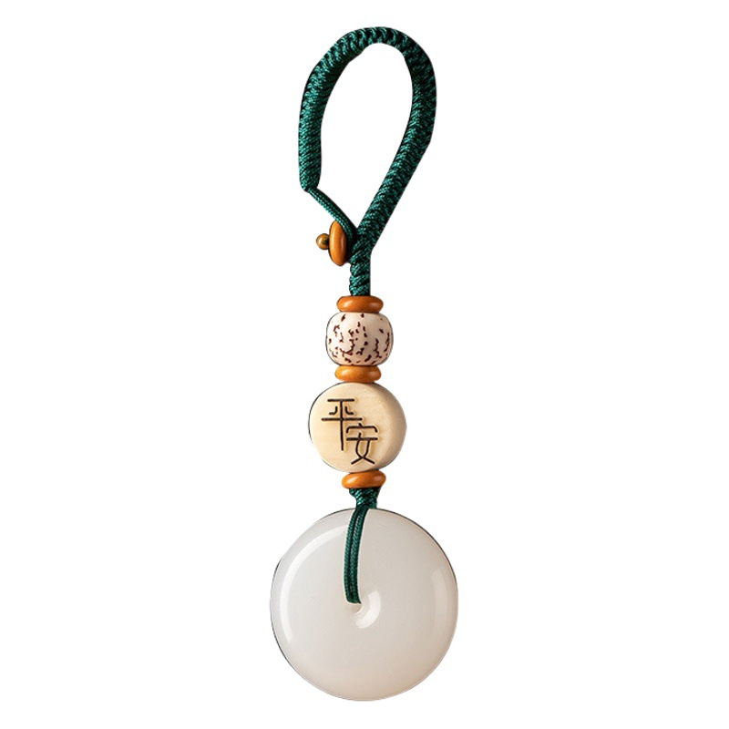Factory wholesale exquisite car keychain key pendant safe buckle white chalcedony pendant Net red trembles explosions