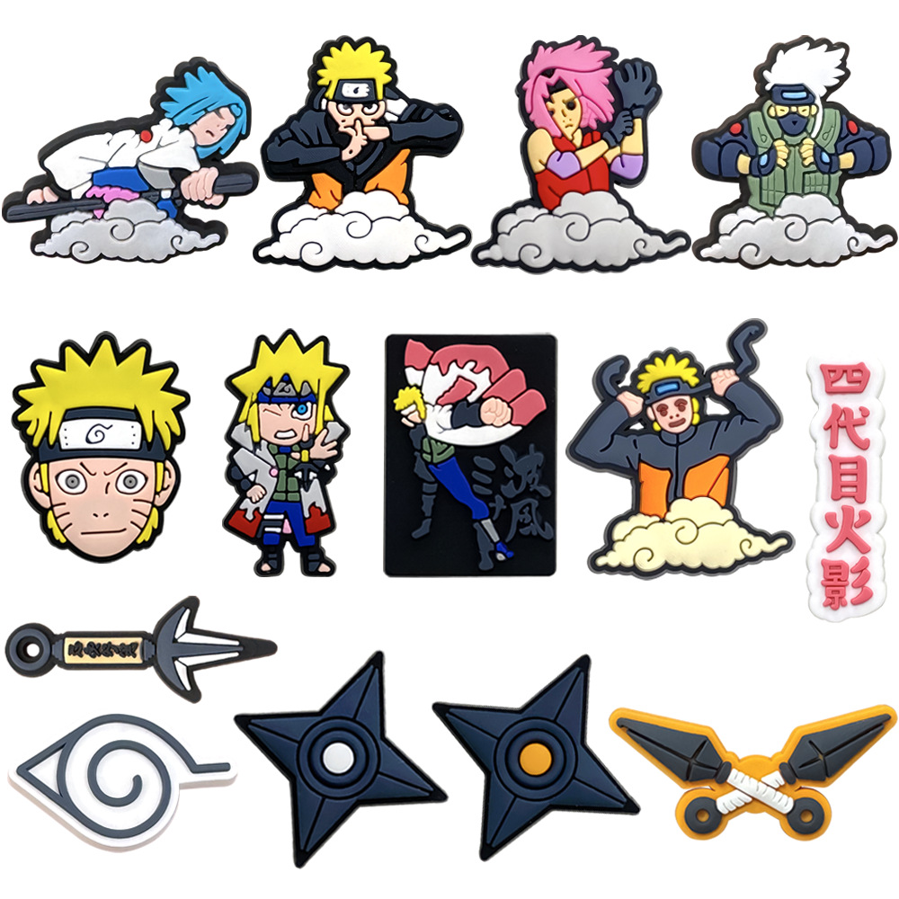 suit Cartoon Naruto Series DIY Cave Shoes Shoes Flower PVC Soft Rubber Cave Shoes Accessories Shoe Buckle