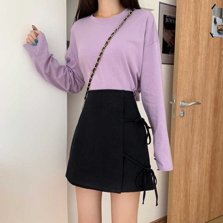 Black Cross Strap Irregular Skirt Women's 2023 Summer New Fashion Skirt Hip High Waist A- line Skirt