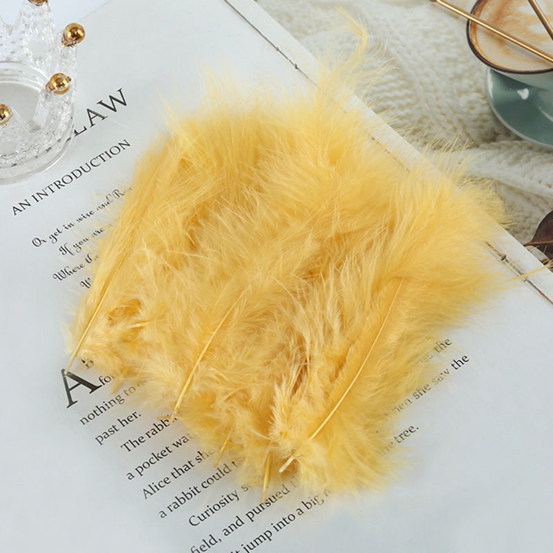 Picture of Feather decoration color turkey feather pointed tail velvet dream catcher net material wave ball gift box filler shooting props