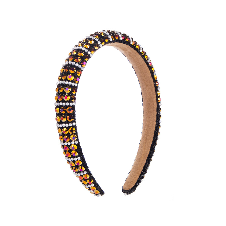 Picture of European and American-style Cross-border Grab Chain Rhinestone Small Edition Sponge Headband Headband Baroque Full Diamond Pearl Pressure Hair Headwear Hair Accessories