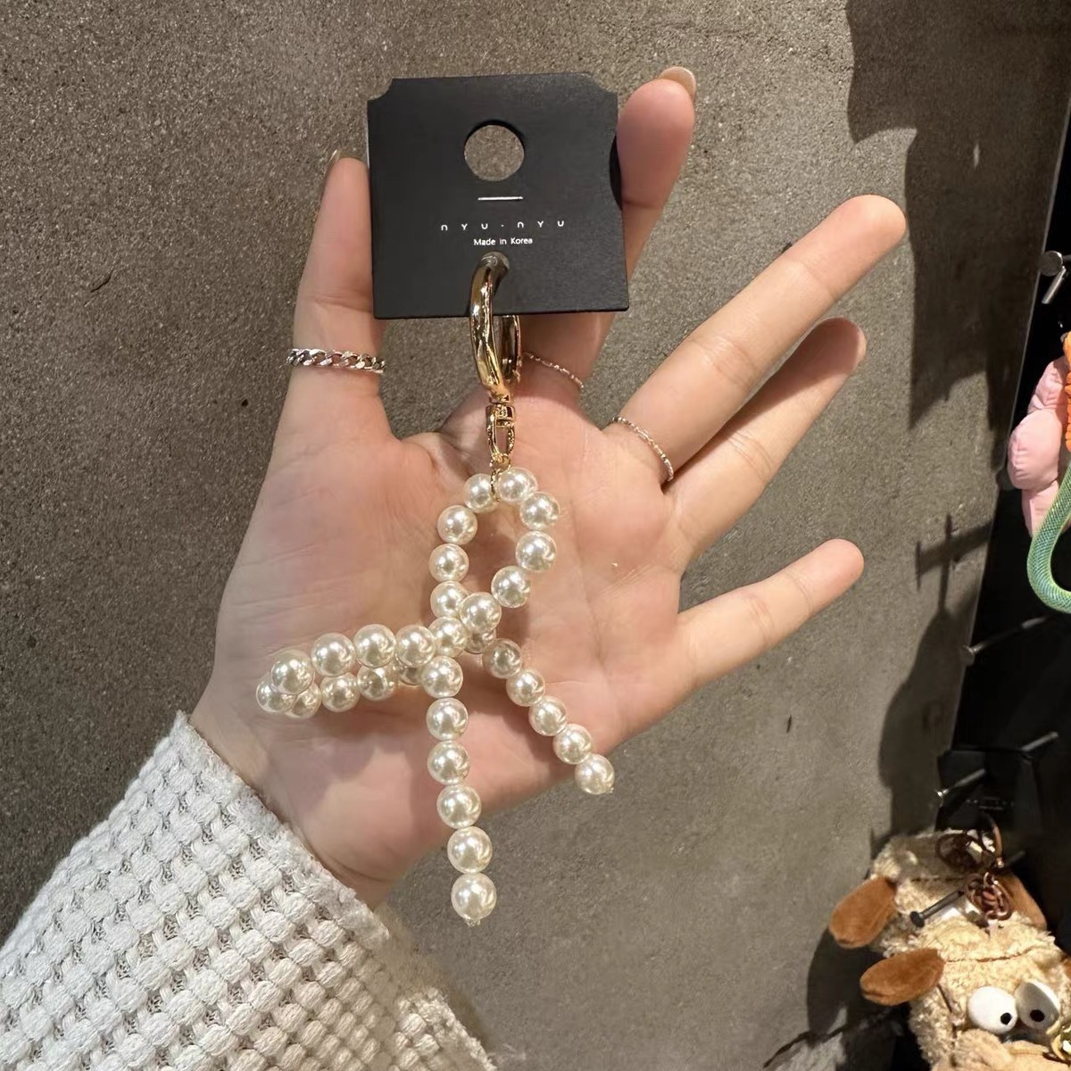 Pearl Bow Sweet Pendant Keychain Bag Jewelry Xiaohongshu Fashion Mobile Phone Chain Spot Wholesale Beads