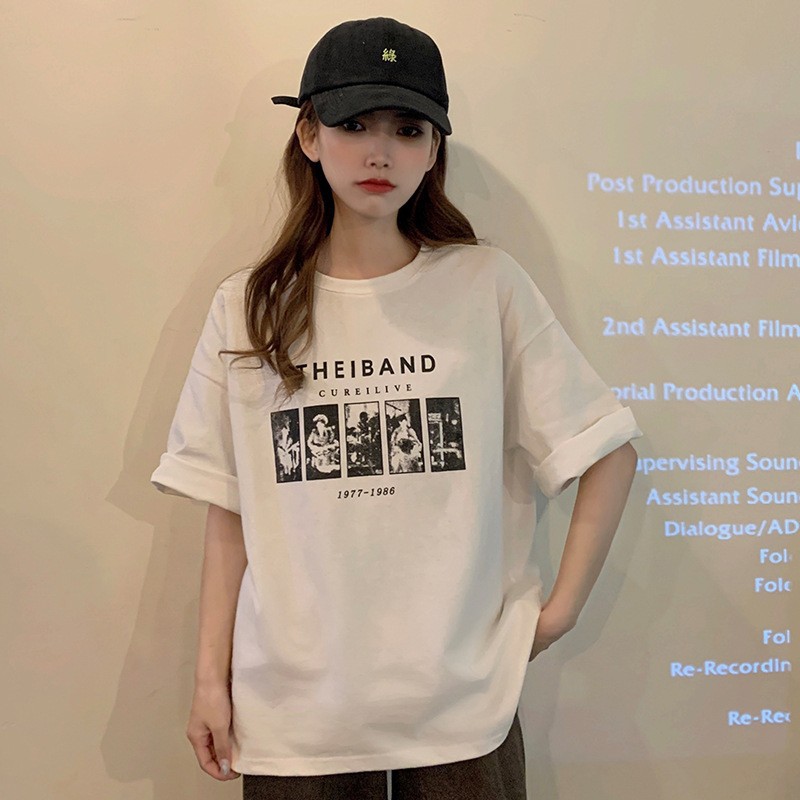 Picture of Short-Sleeved Women's Mid-Length T-Shirt Korean Style Loose Bottoming Shirt 2025 Summer New Ins T-Shirt Top