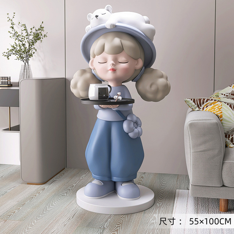 Picture of [Storage Speaker] Cream Style Girl Floor-Standing Ornament Home Decoration Living Room Tv Cabinet Next to Sofa Gift