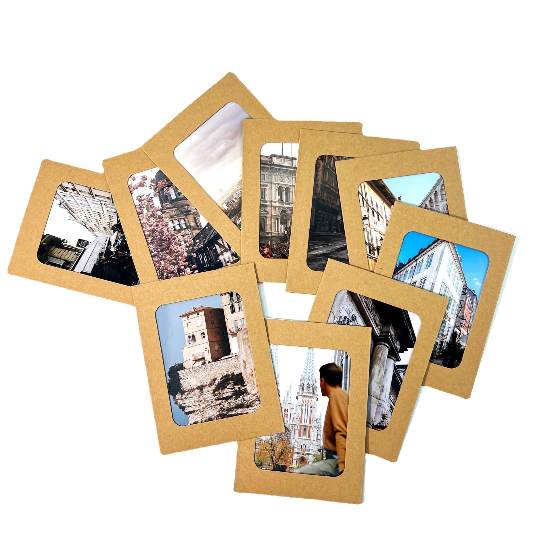 Picture of Brown Packing Paper Photo Frame 345678inch Black and White Kraft Color Hanging Paper Photo Frame with Clip Hemp Rope Set Photo Wall