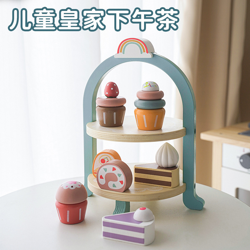 Picture of Play House Simulation Cake Royal Afternoon Tea Children's Educational Kitchen Double Dessert Rack Parent-Child Interactive Toys