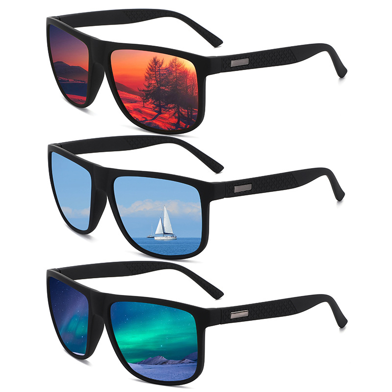 Polarized elastic paint large frame anti-ultraviolet fishing glasses cycling glasses European and American outdoor sports color-changing driving sunglasses