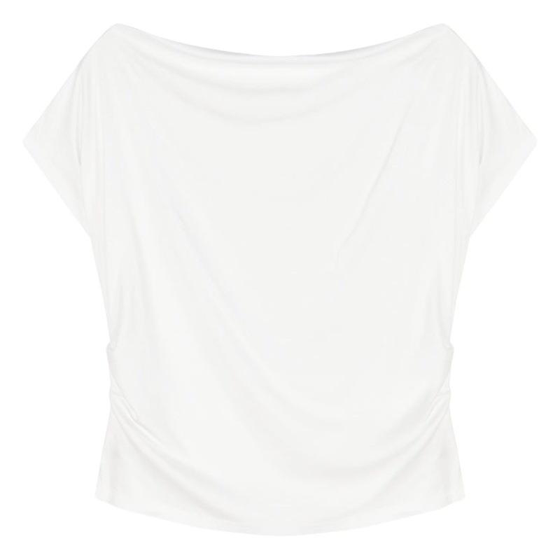 Design Niche T-Shirt Women's Summer Short Sexy Off-Shoulder Chic Elegant Sexy Slim Slim Short-Sleeved Top