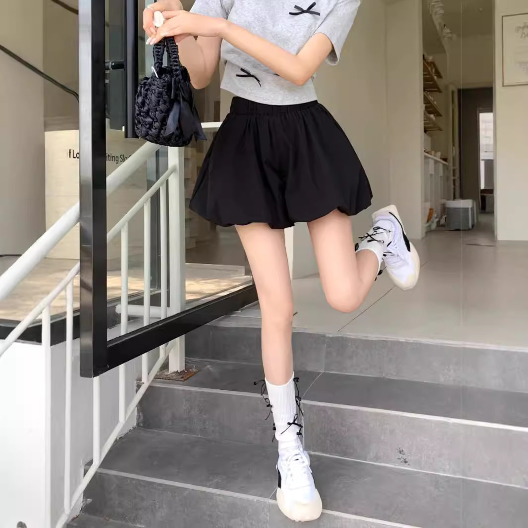 Picture of High-Waisted Lantern Pants for Women, Summer Thin Skirt Pants, 2024 New Style Culottes, Five-Point Floral Shorts, Elegant and Graceful