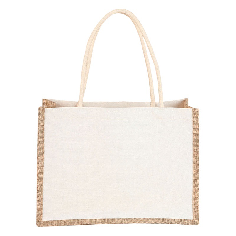 Portable linen bag stitching canvas in stock hand-painted linen bag blank linen bag waterproof linen tote bag