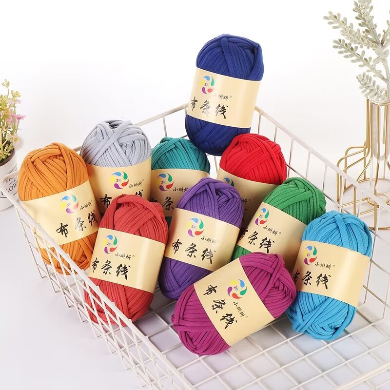 Factory wholesale wool color cloth line hand woven bag yarn fancy segment dyed cloth hook bag wool ball