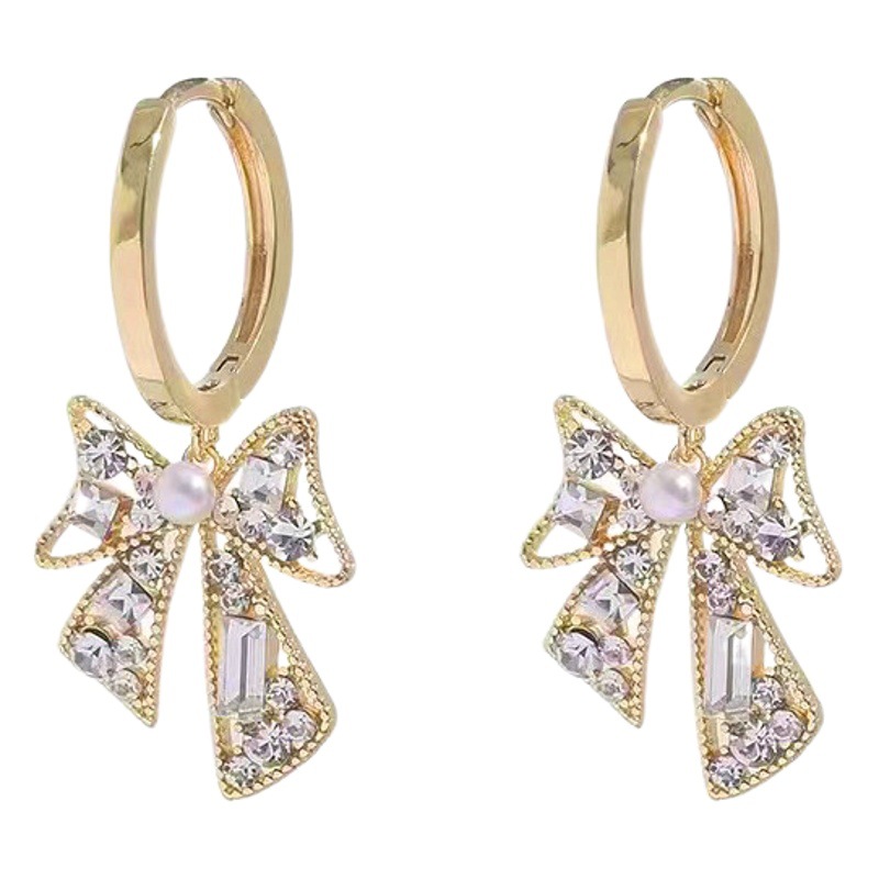 S925 Silver Needle Bow Earrings 2025 New Niche Design Light Luxury High-End Earrings Elegant Ear Clips for Women