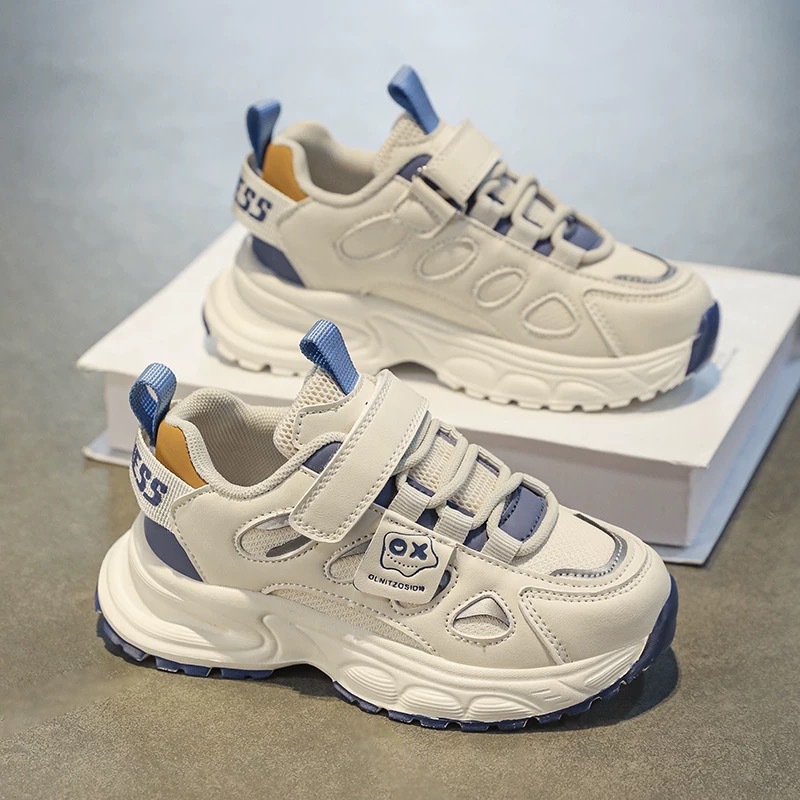 Boys' Shoes 2025 New Spring and Autumn Big Kids Street Running Sneakers Soft Sole Breathable Dad White Shoes