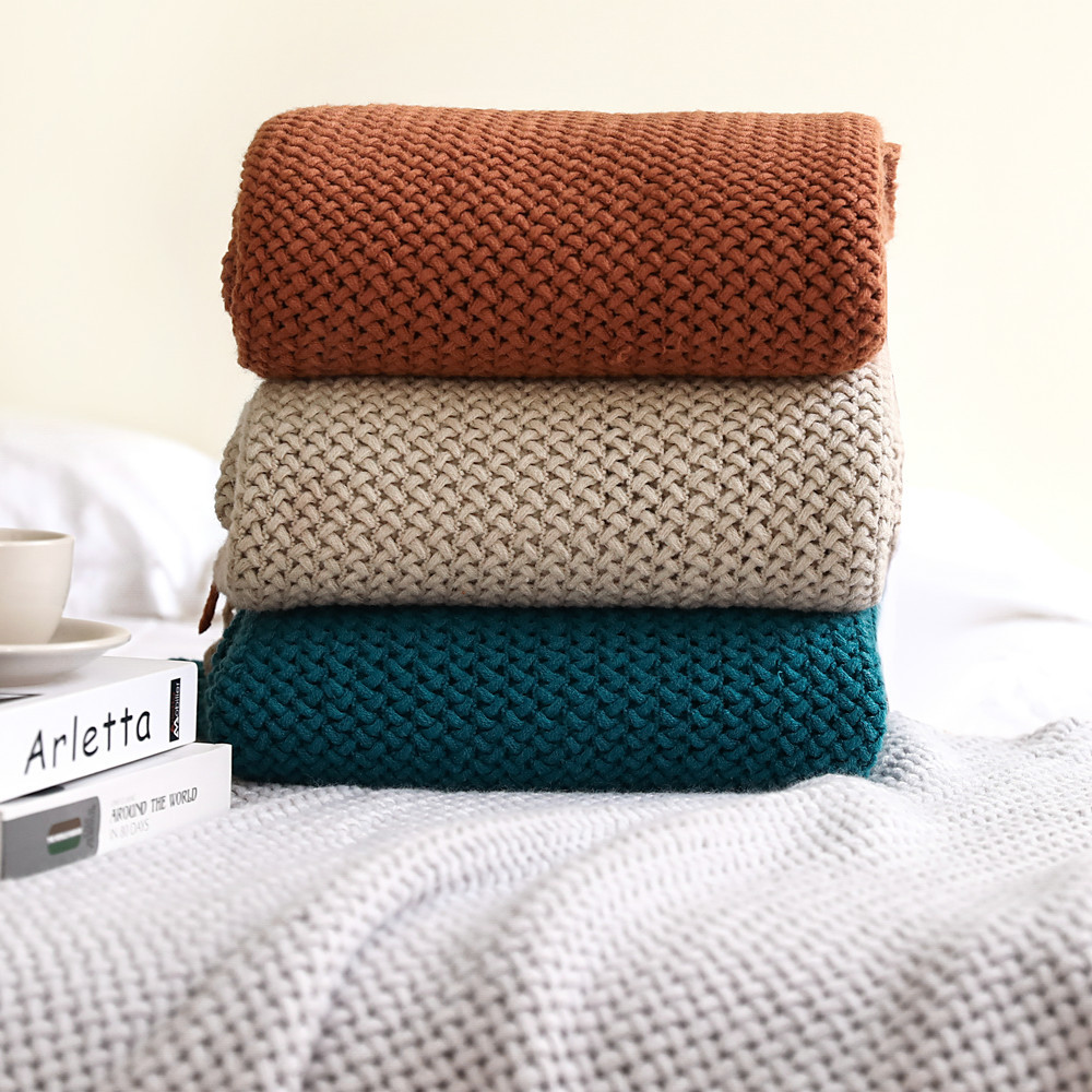 Nordic style sofa cover blanket knitted small blanket air conditioning nap blanket homestay bed end blanket geometric pattern bed flag wholesale