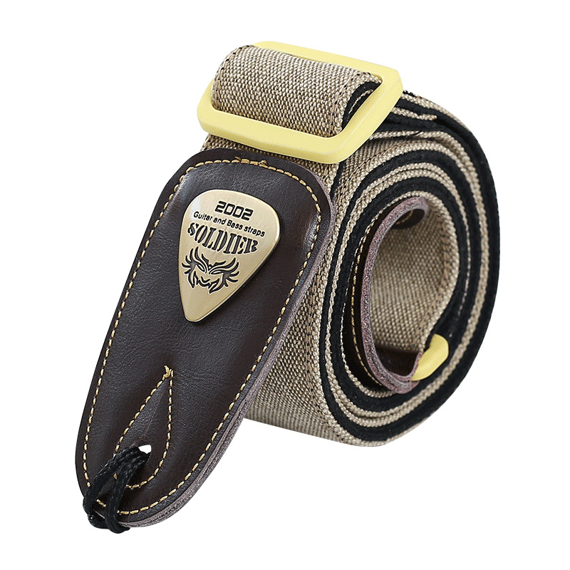 Picture of Soldier Soldier Guitar Strap Folk Wood Electric Guitar Shoulder Strap Bass Widened Leather Strap Perseus