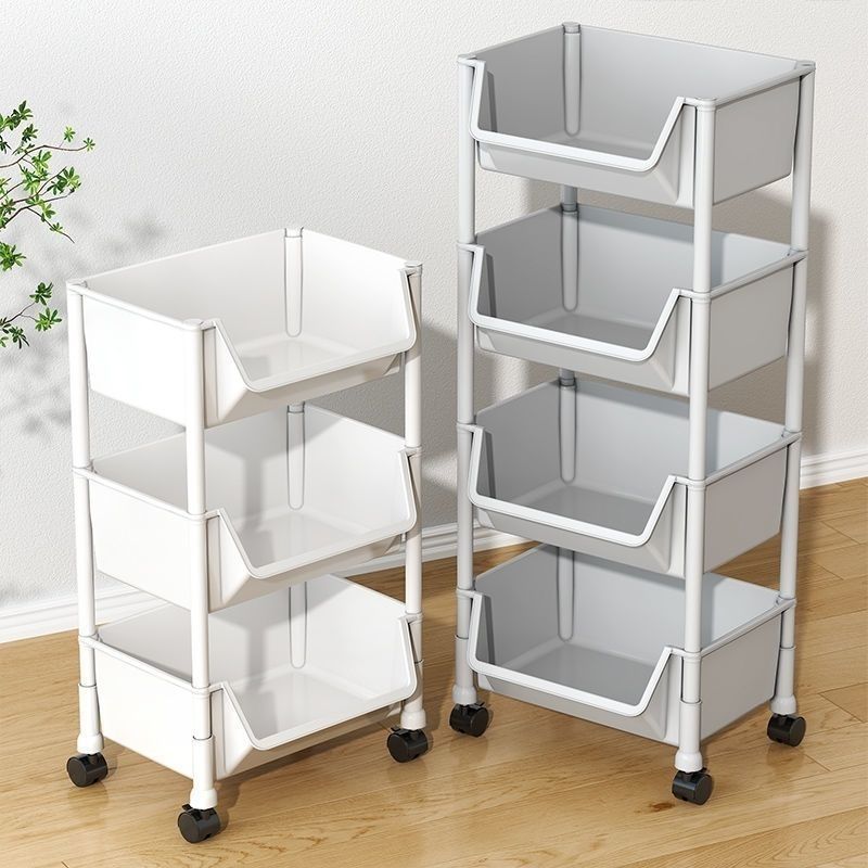 Movable Bookshelf Storage Rack Kidsren's Toy Storage Rack Multi-Layer Household Trolley with Wheels Floor-Standing Simple Bookcase