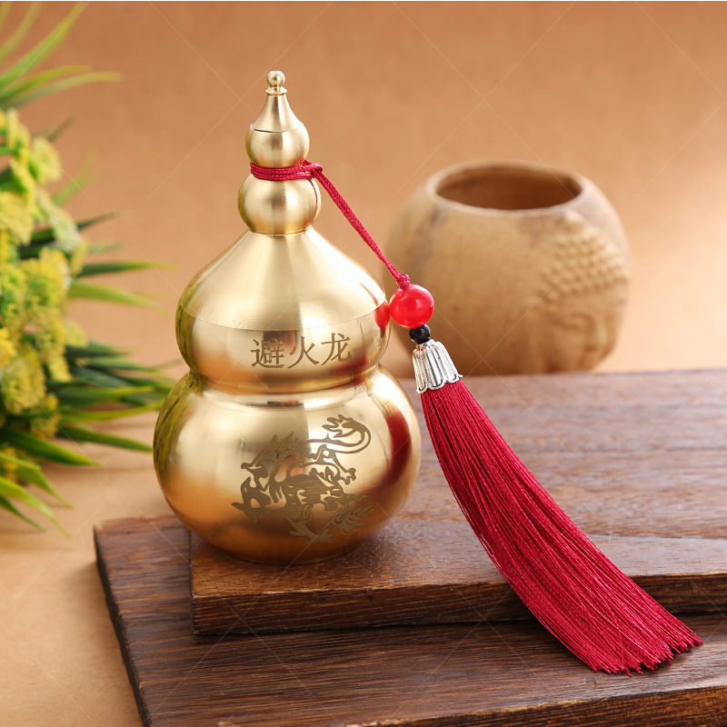 Picture of Brass Fire-Resistant Dragon Vase, Copper Gourd Metal Ornament, Feng Shui Antique Copper Ornament, Copperware Wholesale, Copper Crafts