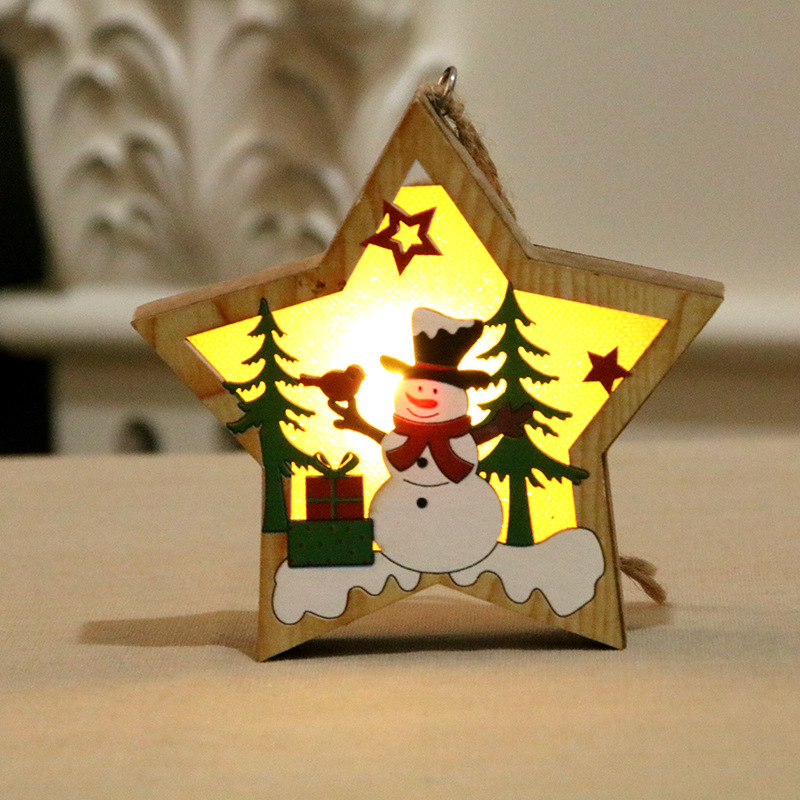 Picture of Christmas decorations wooden luminous pendant Christmas tree decoration pendant Christmas gift wooden pendant