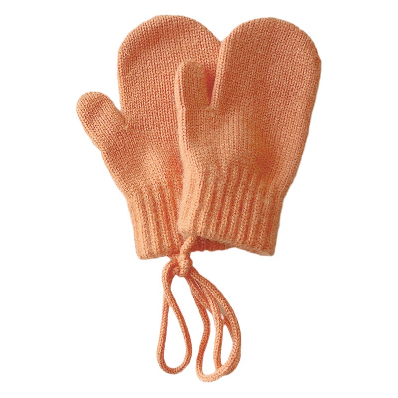 Qiunan Korean Children's Gloves Winter 2025 New Style Ins Candy Color Mittens with Neck Strap Baby Wholesale Gloves