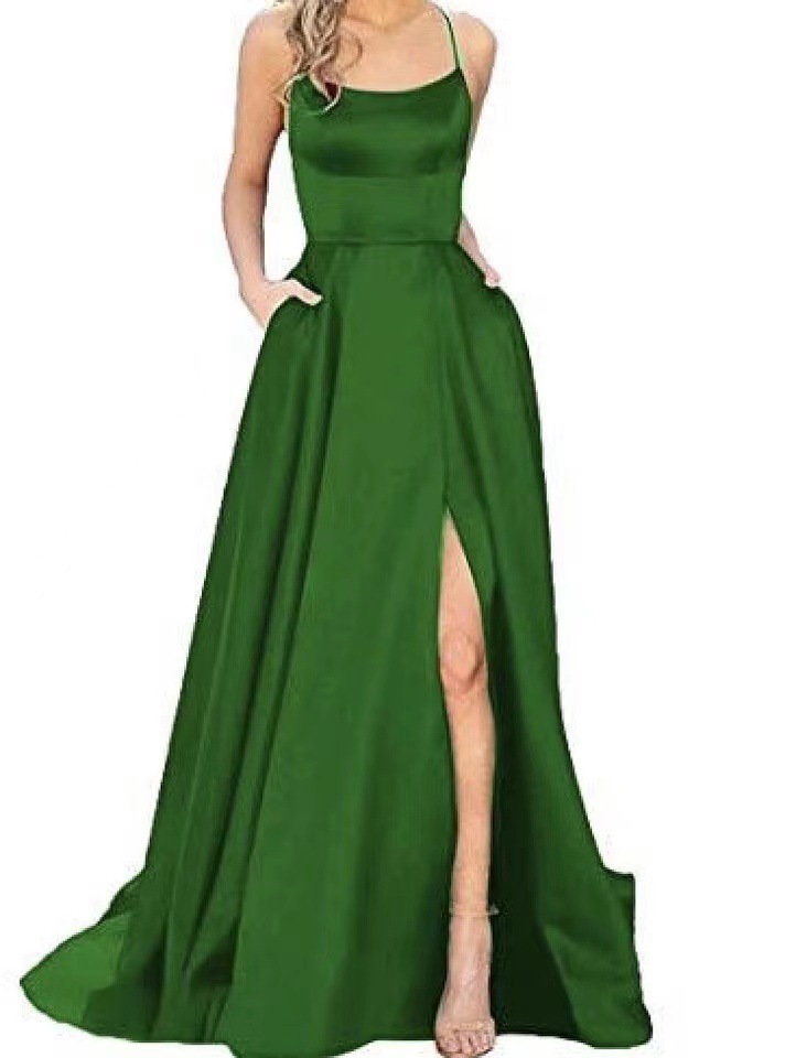 Picture of 2022 Amazon European and American Bridesmaid Dress Long Dress Slim Shoulder-free Best Friend Amazon Bridesmaid Evening Dress
