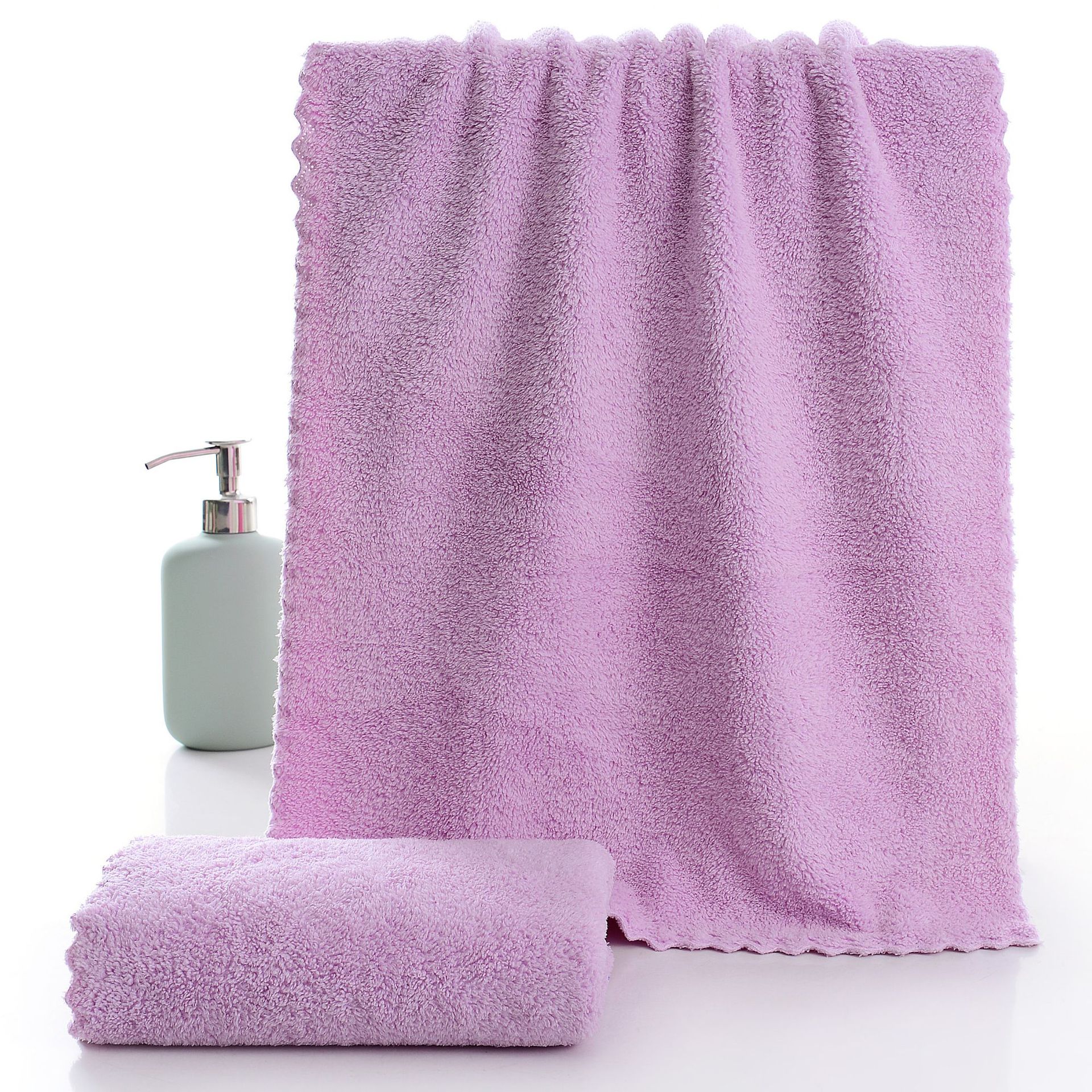 Picture of Coral Fleece Towel Plain Wash Face Towel Soft Absorbent Gift Household Not Easy to Send